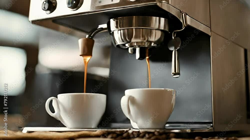 Coffee Machine Animation glass of coffee. coffee machine pouring coffee, soft focus, seamless ...