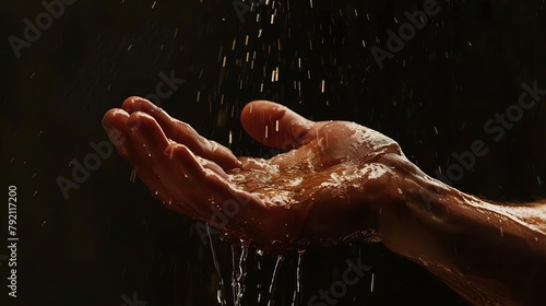 hand of john the baptist with water dripping biblical figure illustration photo