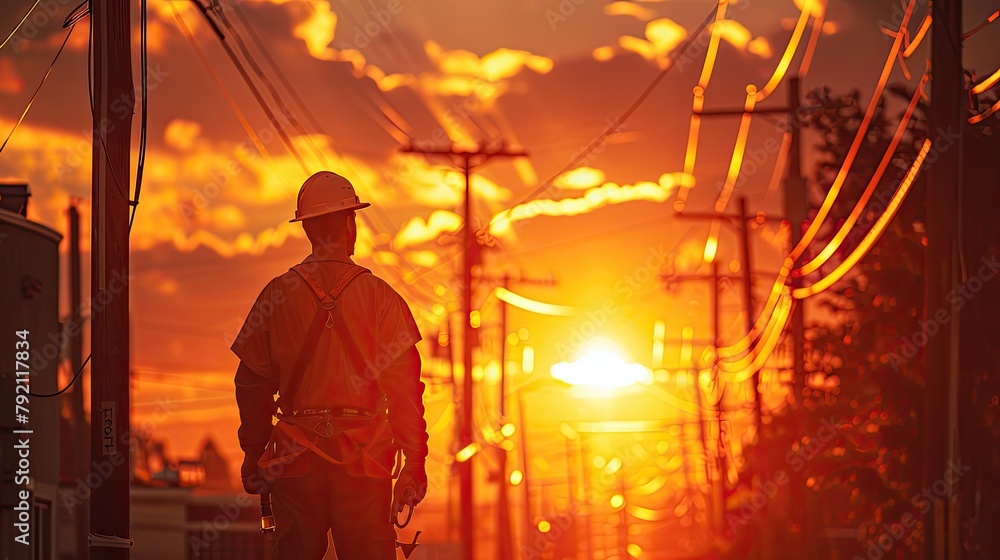 Greeting Card and Banner Design for Social Media or Educational Purpose of National Lineman Appreciation Day Background