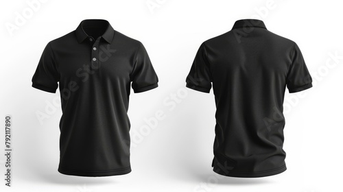 plain black polo shirt mockup design front and rear view isolated on white product mockup photo