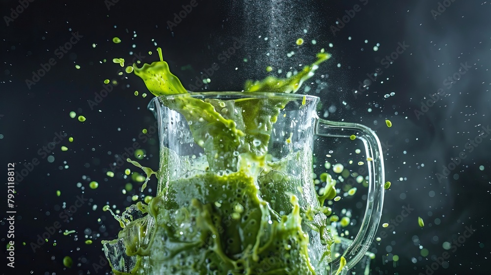 Blender making a green diet Smoothie explodes.
Blender making a green diet Smoothie explodes.