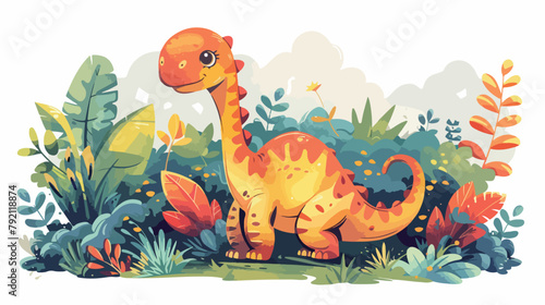 A big dream a great future. Cute dinosaur. Vector illustration