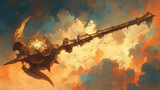 A 2d illustration showcasing the timeless appeal of ancient weapons like the mace