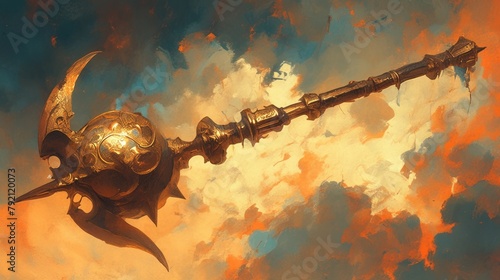 A 2d illustration showcasing the timeless appeal of ancient weapons like the mace photo