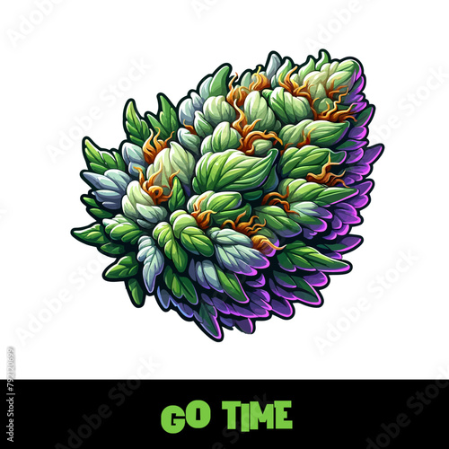 Vector Illustrated Go Time Cannabis Bud Strain Cartoon
 (ID: 792120699)