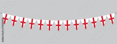 England pennants, hanging bunting, panoramic vector illustration photo