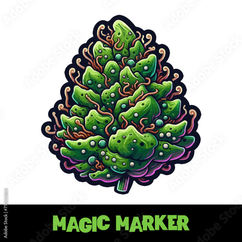 Vector Illustrated Magic Marker Cannabis Bud Strain Cartoon
 (ID: 792121803)