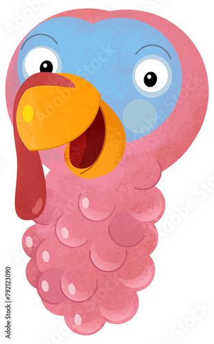 cartoon scene with turkey bird poultry garm animal theme isolated background illustration for children photo