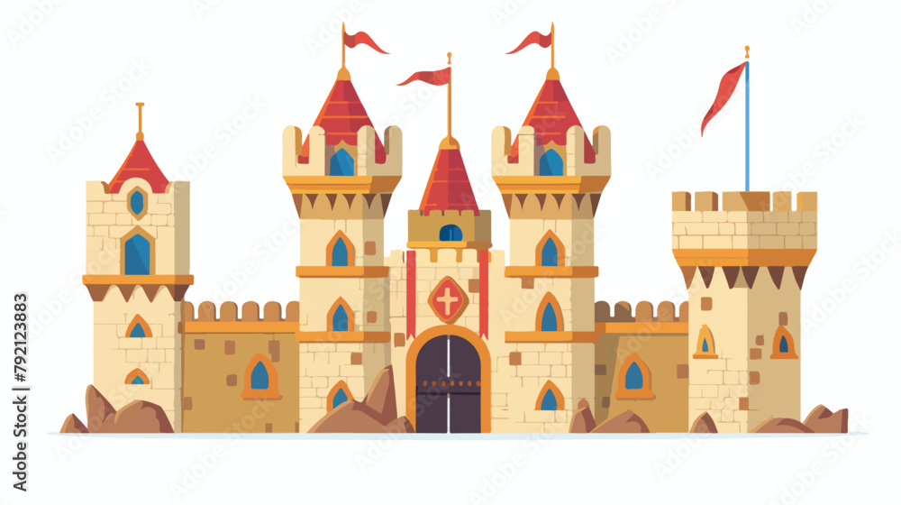 Medieval fortress fairytale castle citadel with tower