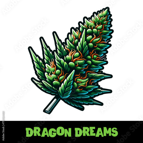 Vector Illustrated Dragon Dreams Cannabis Bud Strain Cartoon
 (ID: 792124431)
