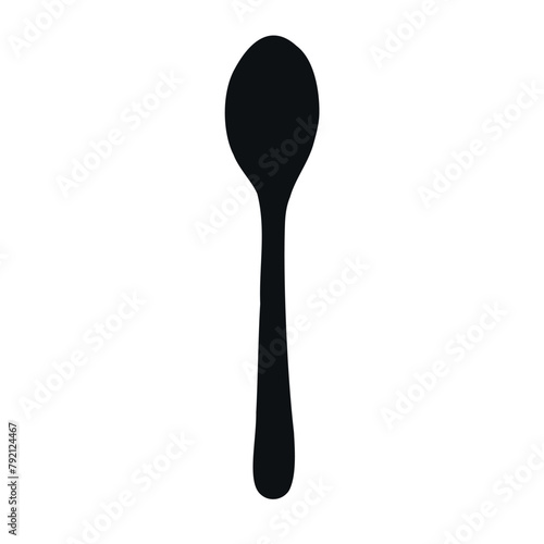 Vector hand drawn spoon silhouette isolated on white background