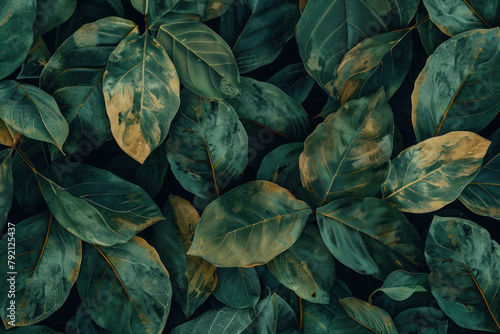 Green plants, botanical vintage pattern © aamulya
