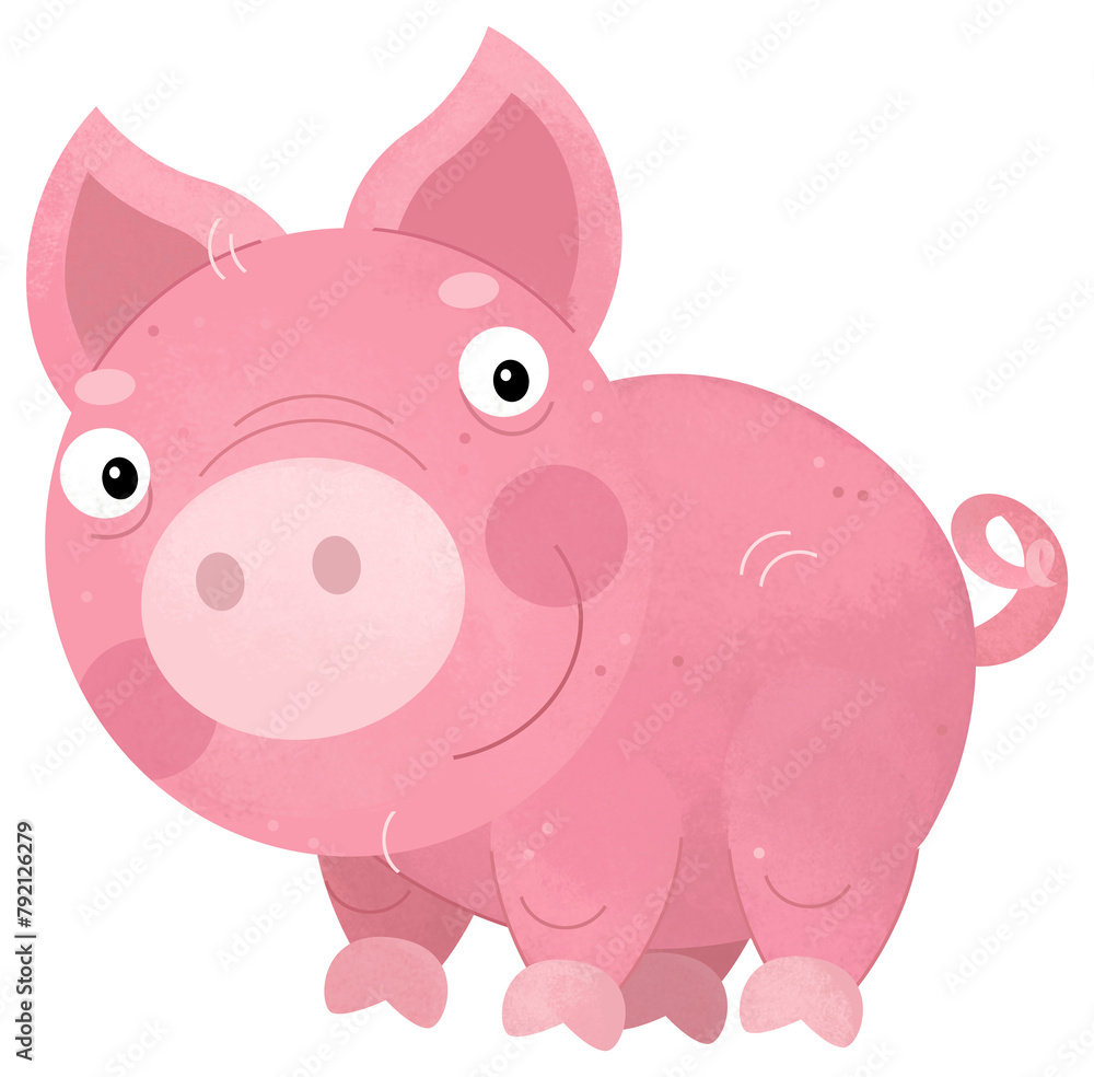 cartoon scene with happy little pig farm animal isolated background illustration for children cartoon scene with happy little pig farm animal isolated background illustration for children
