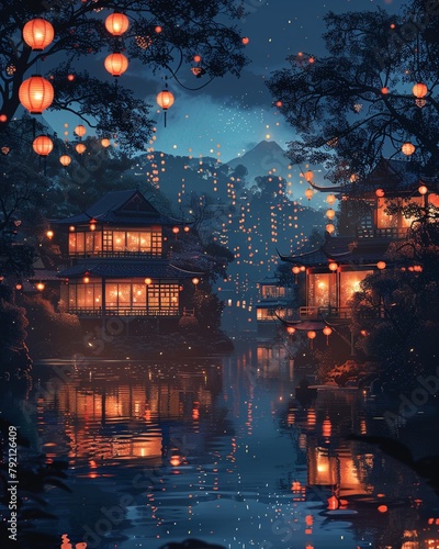 Experience joie de vivre as you marvel at intricate lantern displays and cultural performances at a lantern festival photo