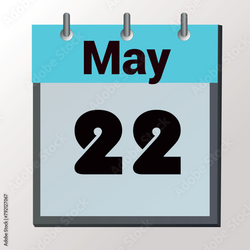 vector calendar page with date May 22  light colors
