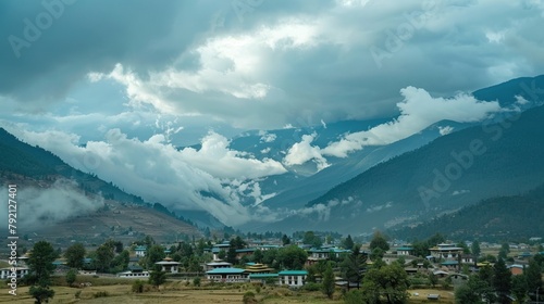 Himalaya mountains against clounds Between Paro and Thimphu Bhutan.

 photo