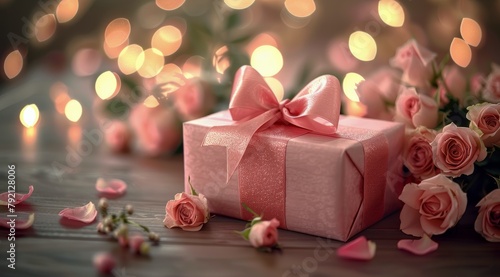 Pink Present Box With Pink Roses