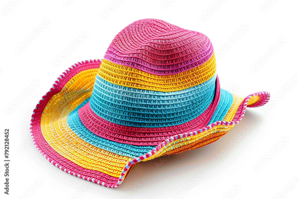 Vibrant beach hat for kids, isolated on a solid white background Vibrant beach hat for kids, isolated on a solid white background