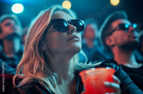 Woman Wearing Sunglasses Sitting Next to Man