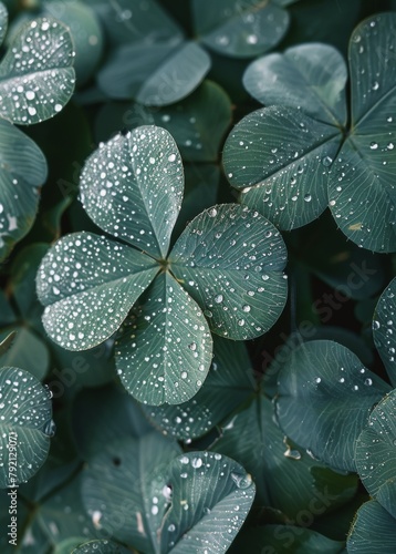 Lush Green Leaves With Water Droplets