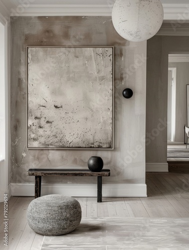 Elegant Living Room With Large Painting