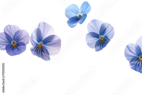Blue and white flowers in a floral bouquet on isolated