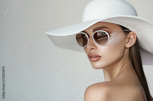 Woman Wearing White Hat and Sunglasses