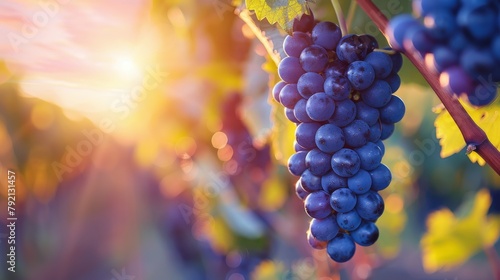 Cluster of Grapes Hanging From Vine