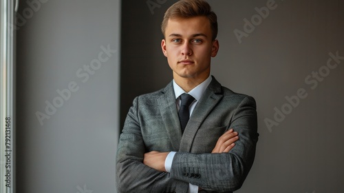 Man in Suit Leaning Against Wall