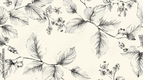 Monochrome seamless pattern with linden leaves 