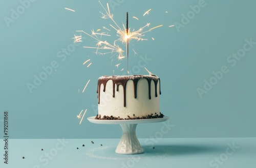 Cake Adorned With a Sparkler