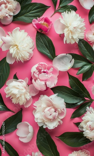Pink and White Flowers on a Pink Background