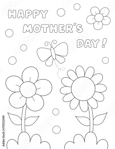 mothers day coloring page for kids. you can print it on standard 8.5x11 inch paper