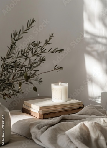 Candle and Vase on Table