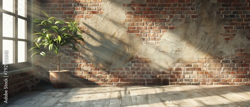 Brick Wall With Potted Plant