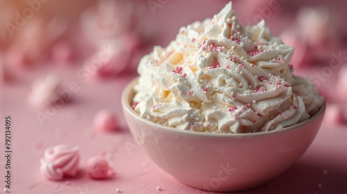 Pink Bowl With Whipped Cream and Sprinkles