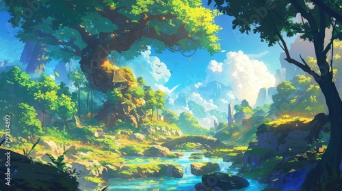 Illustrating a stunning forest scene with 2ds © AkuAku