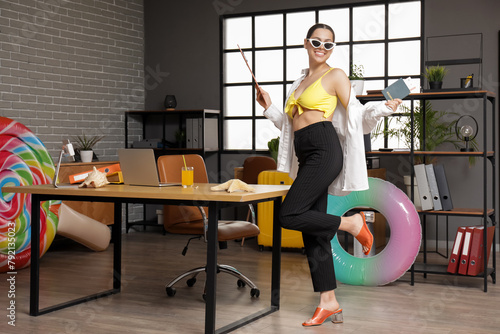 Female office worker in sun...