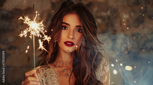 Woman Holding a Sparkler