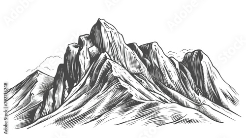 Mountain ridge or range hand drawn with contour lines photo