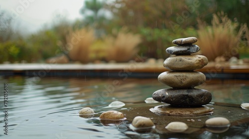 Stack of Rocks on Wooden Dock