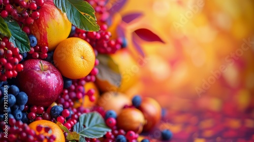 Still Life With Apples, Leaves, and Berries
