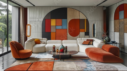 A Spacious Living Room With Furniture and a Painting