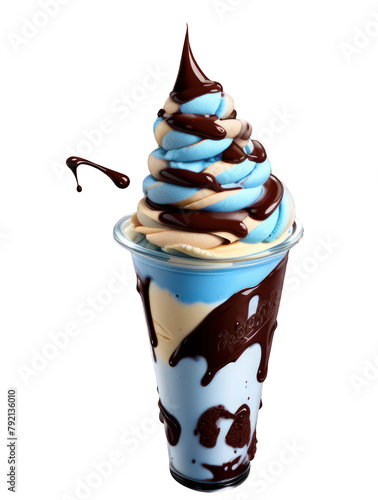 ice cream in glass, chocolate flavour, vanilla, transparent png, cutout, clipping path