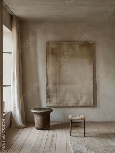 Elegant Living Room With Large Painting