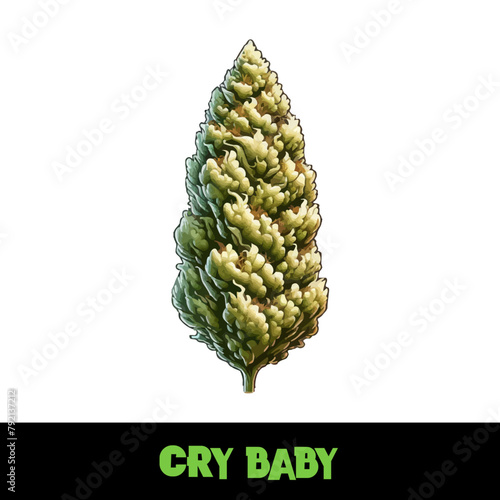 Vector Illustrated Cry Baby Cannabis Bud Strain Cartoon
 (ID: 792137212)