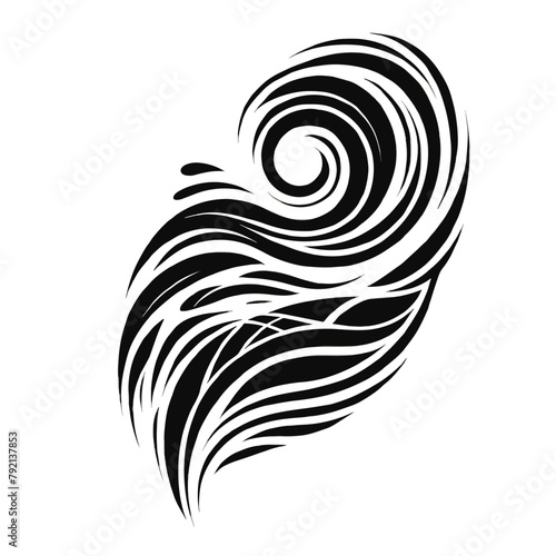 Swirl Heart Tribal Tattoo Design in Black Ink with Artistic Swirls and Elegant Curves