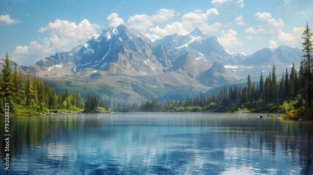 Mountain Lake Surrounded by Pine Trees Mountain Lake Surrounded by Pine Trees
