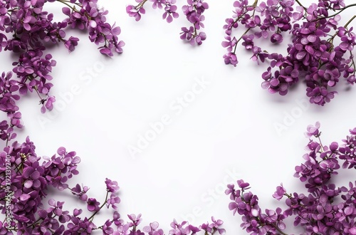 Bunch of Purple Flowers on White Background