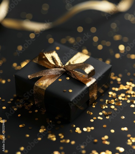 Black Gift Box With Gold Ribbon
